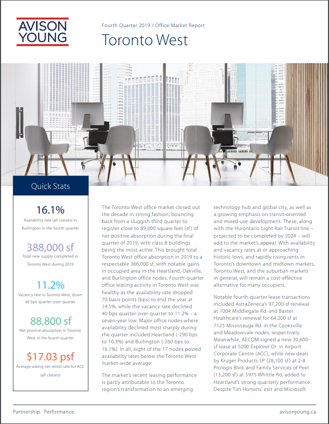 Fourth-Quarter 2019 Toronto West Office Market Report
