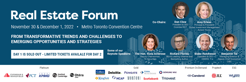 Promotional Banner: Register for the Real Estate Forum, November 30, and December 1, 2022 at the Metro Toronto Convention Centre 