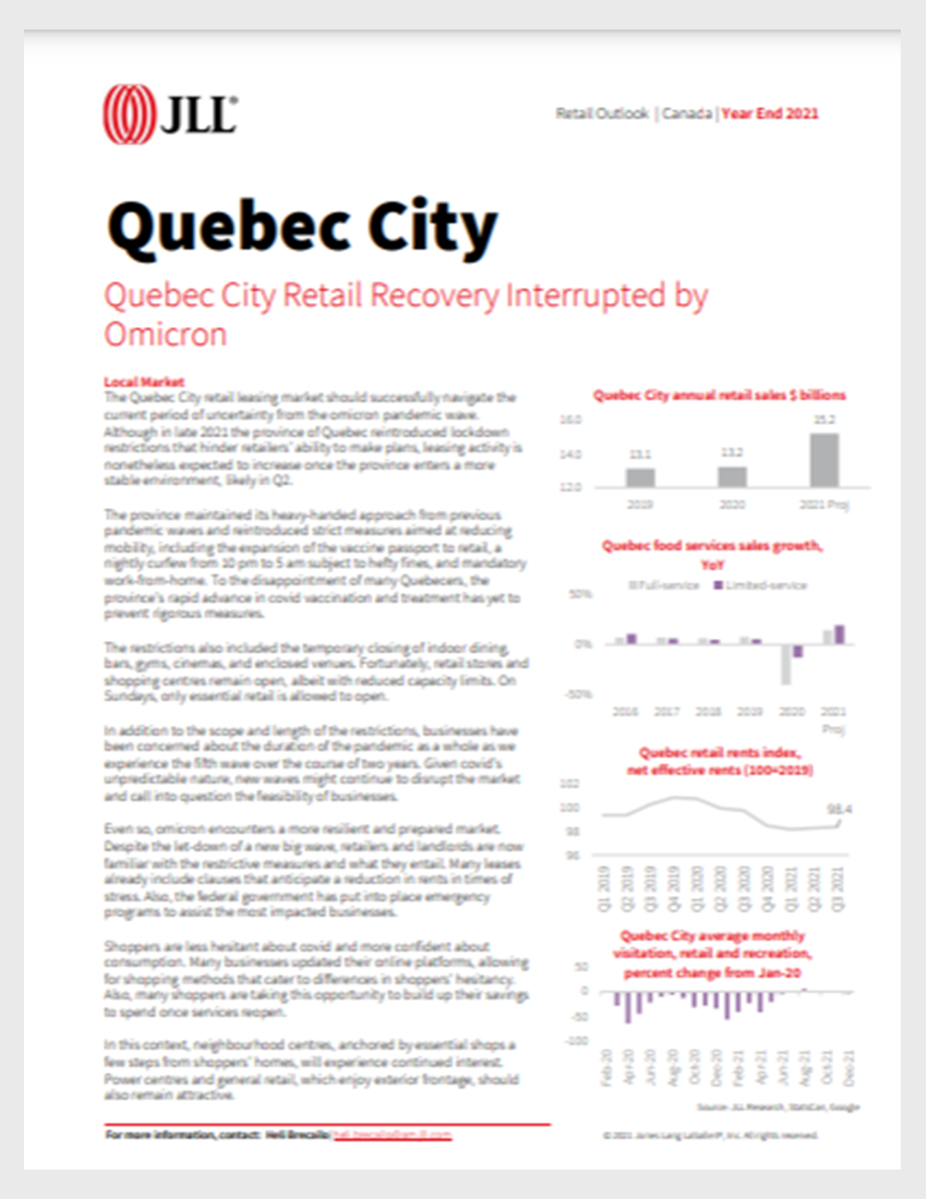 Quebec City retail insight - Year end 2021